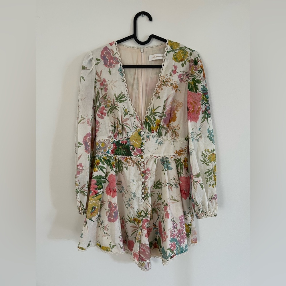 Zimmermann Feather Linen Playsuit - size 1